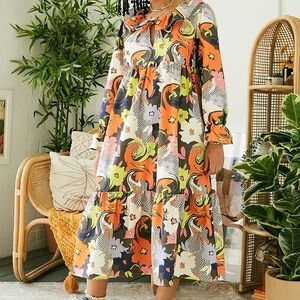 Damson Madder Gloria Trippy Floral Ruffle Dress 10